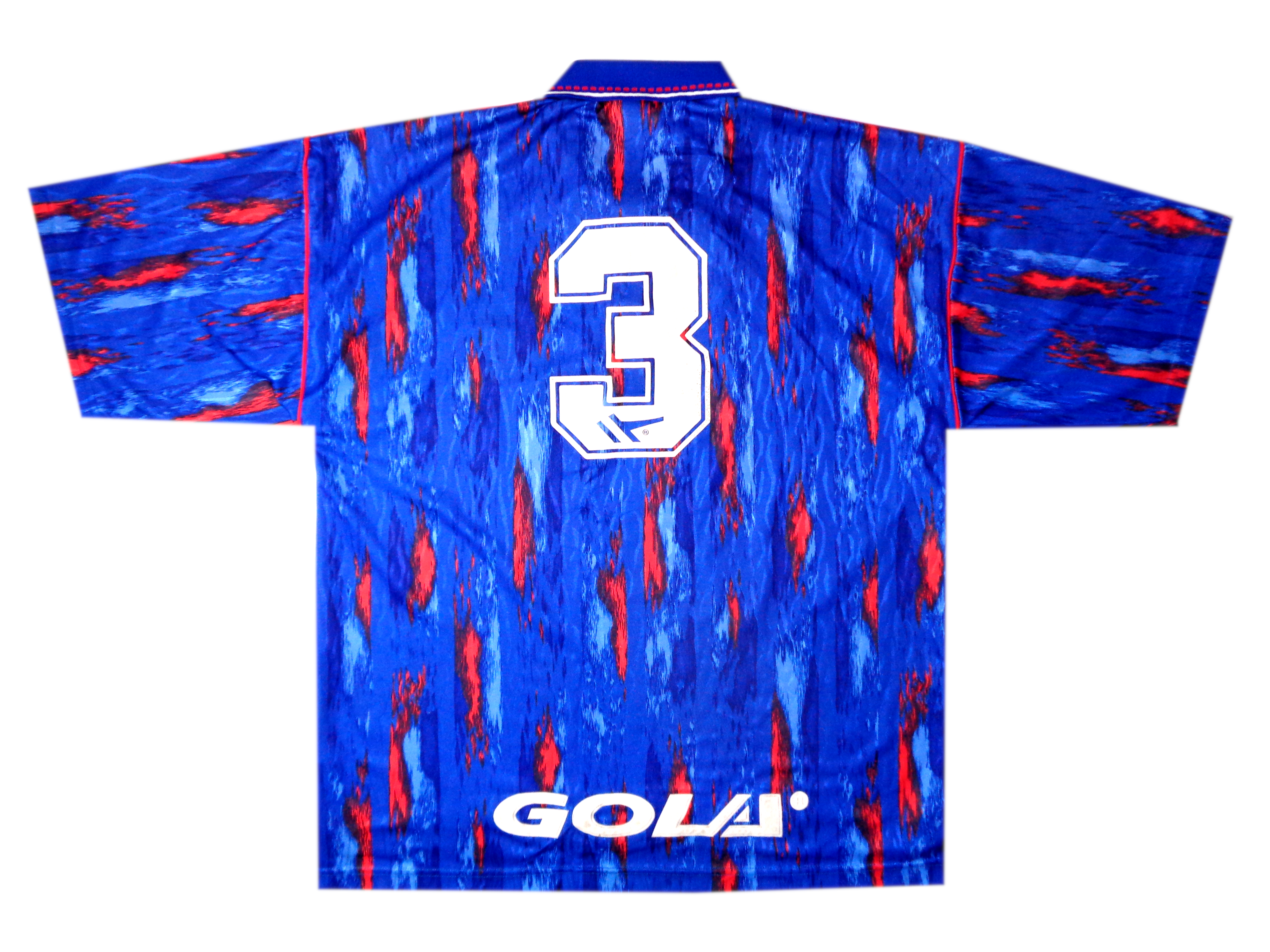 LEE TODD #3 - STOCKPORT COUNTY 1992 AUTOGLASS TROPHY MATCH ISSUE PREPARED SHIRT - GOLA - SIZE XL